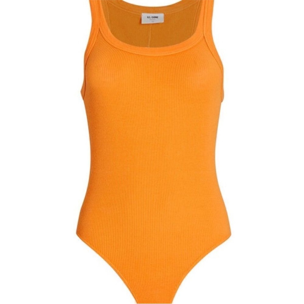 RE/DONE x HANES orange Ribbed Tank Bodysuit medium - Picture 3 of 8